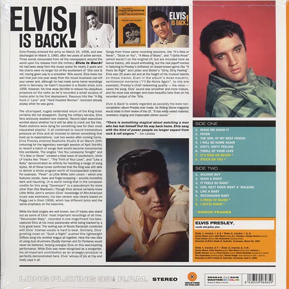 Elvis Presley - Elvis Is Back (+4 bonus tracks) (180g) (orange vinyl)