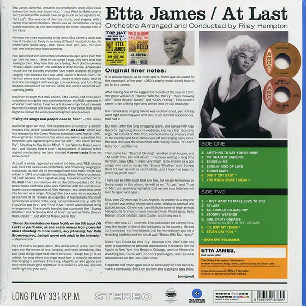 Etta James - At Last! (+4 bonus tracks) (180g) (blue vinyl)