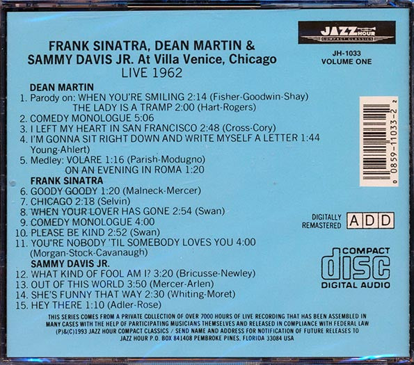 Frank Sinatra, Dean Martin, Sammy Davis Jr. - At Villa Venice, Chicago Live 1962 Volume 1