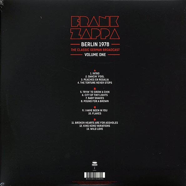 Frank Zappa - Berlin 1978 Volume 1: The Classic German Broadcast (2xLP)