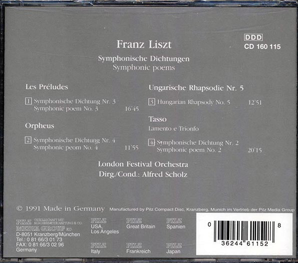 Franz Liszt - Symphonische Dichtungen, Les Preludes, Orpheus, Tasso, Ungarische Rhapsodie No. 5