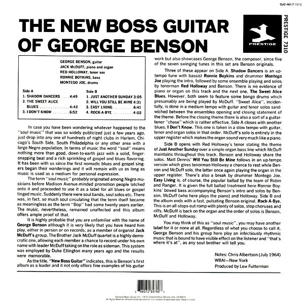 George Benson, Jack McDuff Quartet - The New Boss Guitar Of George Benson