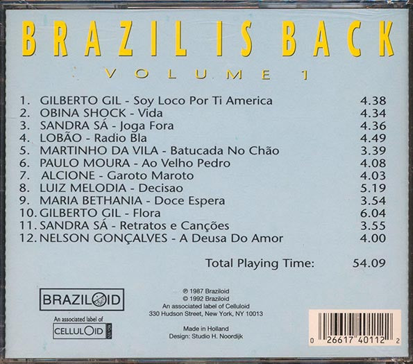 Gilberto Gil, Paulo Moura, Nelson Gonclaves, Etc. - Brazil Is Back Volume 1 CD
