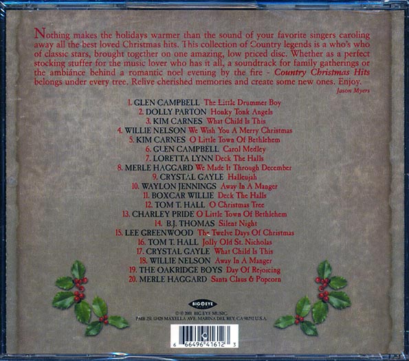 Glen Campbell, Dolly Parton, Kim Carnes, Willie Nelson, Etc. - Country Christmas Hits (20 tracks) (marked/ltd stock)