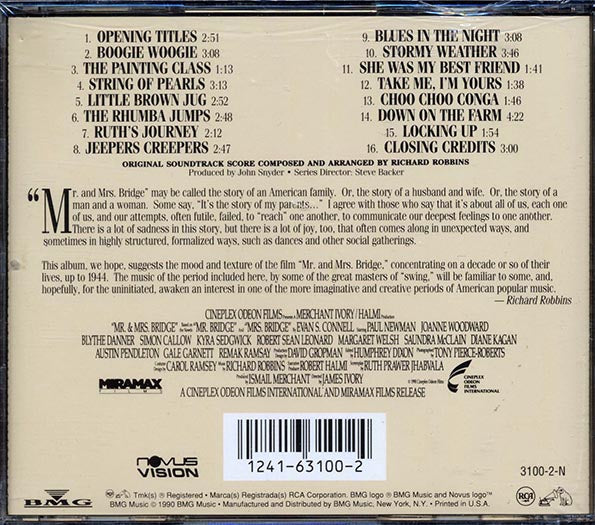 Glenn Miller & His Orchestra, Richard Robbins, Lena Horne, Etc. - Mr. & Mrs. Bridge Original Soundtrack Recording