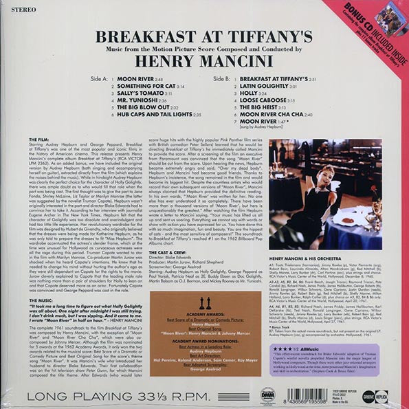 Henry Mancini - Breakfast At Tiffany's: Music From The Motion Picture Score (180g) (blue vinyl)