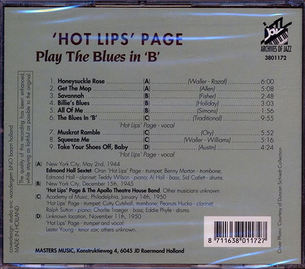 Hot Lips Page - Play The Blues In 'B'