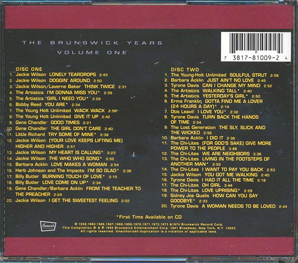 Jackie Wilson, The Chi-Lites, Gene Chandler, Etc. - The Brunswick Years Volume 1 (40 tracks) (2xCD)