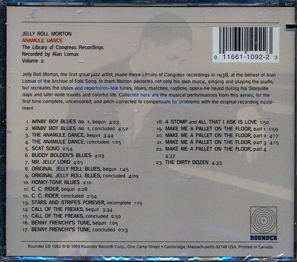 Jelly Roll Morton - Anamule Dance: The Library Of Congress Recordings, Volume 2 (Alan Lomax) (incl. large booklet) (marked/ltd stock)
