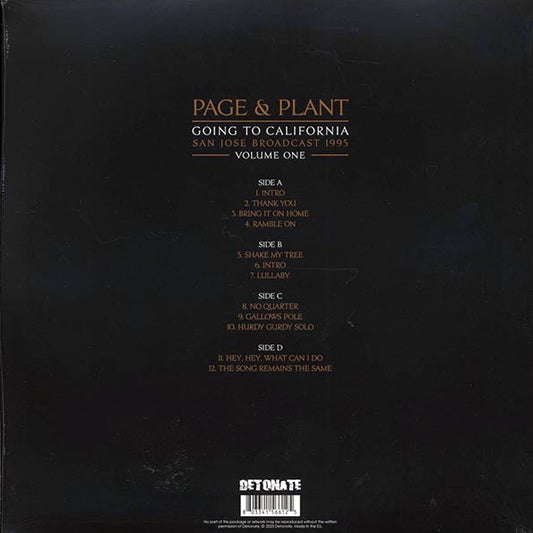 Jimmy Page, Robert Plant - Page & Plant Going To California Volume 1: San Jose Broadcast 1995 (ltd. ed.) (2xLP) (red vinyl)