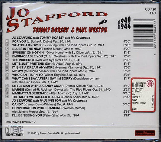 Jo Stafford - Jo Stafford With Tommy Dorsey & Paul Weston 1940-1944