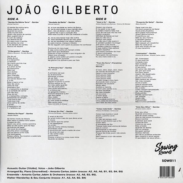 Joao Gilberto - Joao Gilberto (ltd. 300 copies made) (clear vinyl)