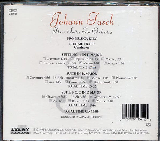 Johann Fasch, Richard Kapp - Three Suites For Orchestra