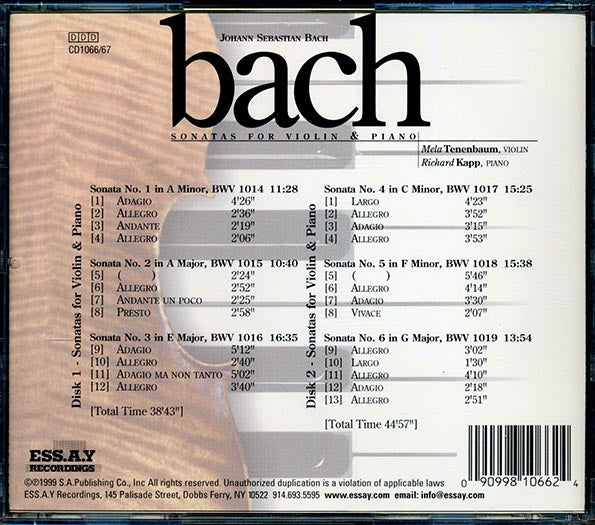Johann Sebastian Bach, Mela Tenenbaum, Richard Kapp - Sonatas For Violin & Piano (25 tracks) (2xCD)