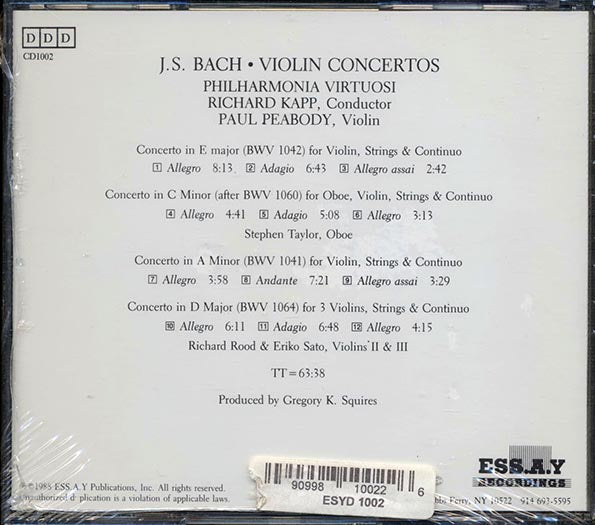Johann Sebastian Bach, Violin Concertos - Philharmonia Virtuosi