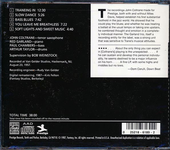 John Coltrane, Red Garland Trio - Traneing In