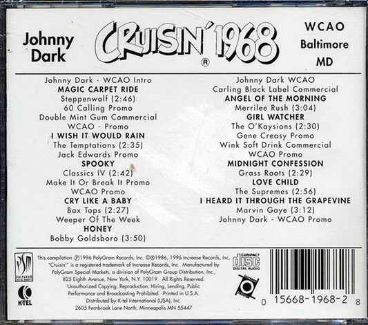 Johnny Dark, Steppenwolf, The Temptations, Etc. - Cruisin' 1968 CD