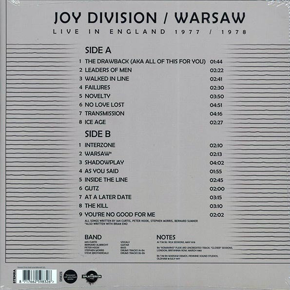 Joy Division, Warsaw - Live In England 1977-1978 (ltd. ed.)