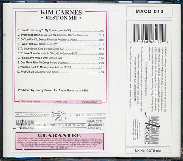 Kim Carnes - Rest On Me (marked/ltd stock)