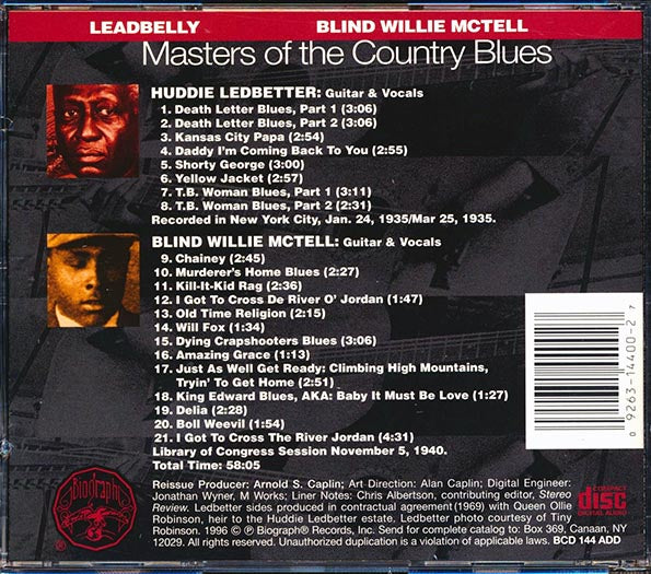 Leadbelly, Blind Willie McTell - Master Of The Country Blues (21 tracks)