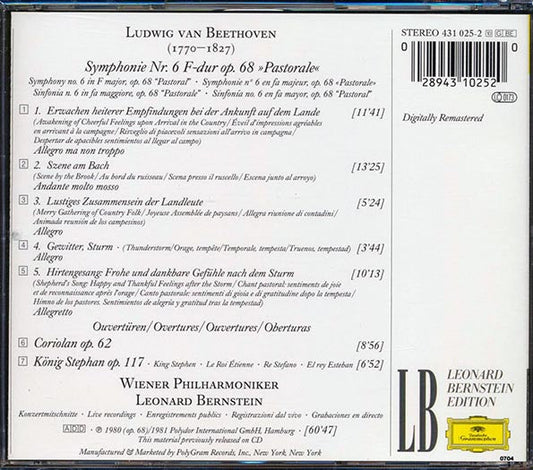 Leonard Bernstein - Beethoven: Symphony No. 6 Pastorale; Overtures Coriolan & Konig Stephan