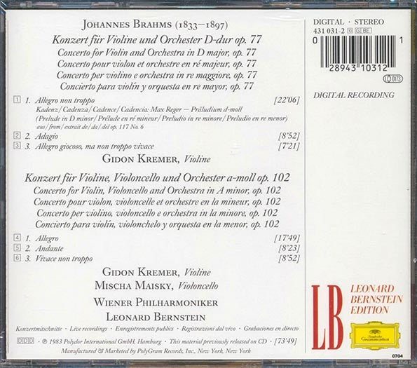 Leonard Bernstein - Brahms: Violin & Double Concerti