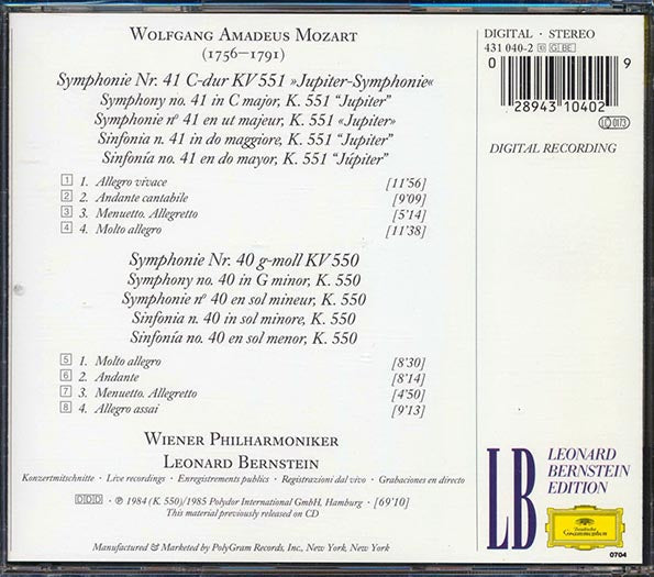 Leonard Bernstein - Mozart: Symphonies Nos. 40 & 41