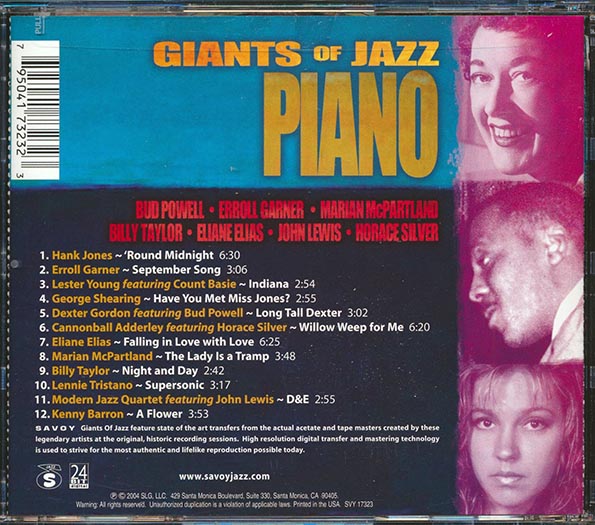 Lester Young, Hank Jones, Count Basie, Cannonball Adderley, Etc. - Giants Of JazzL Piano (24-bit mastering) (remastered)