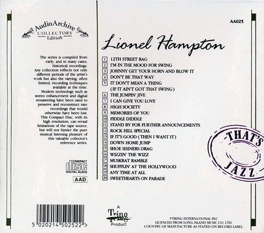 Lionel Hampton - Audio Archive Collectors Edition: 20 Reflective Recordings (20 tracks)