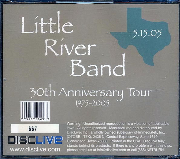 Little River Band - Addison, Texas, May 15, 2005: 30th Anniversary Tour (numbered ltd.ed.) (2xCD)