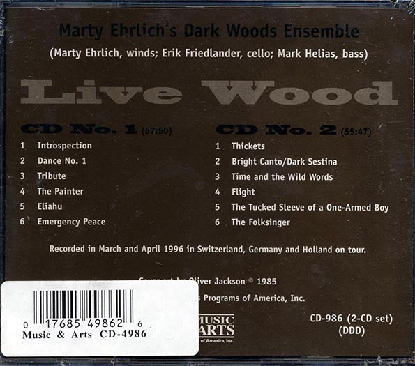 Marty Ehrlich's Dark Woods Ensemble - Live Wood (2xCD)