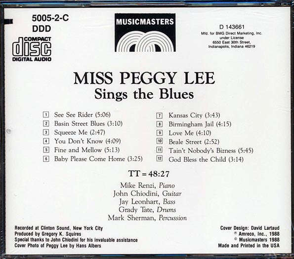 Miss Peggy Lee - Sings The Blues (marked/ltd stock)