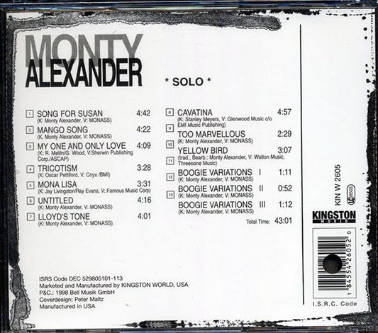 Monty Alexander - Solo (marked/ltd stock)