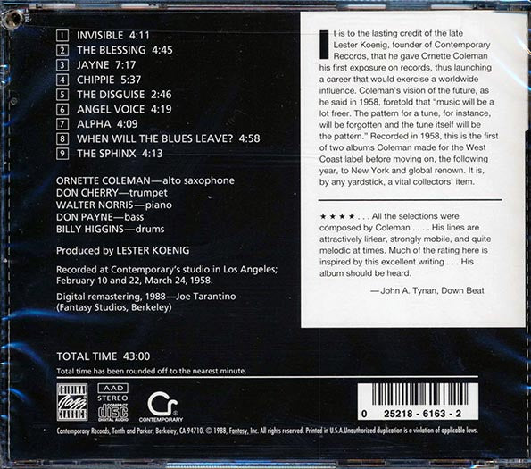 Ornette Coleman - Something Else: The Music Of Ornette Coleman Contemporary S7551 (marked/ltd stock)