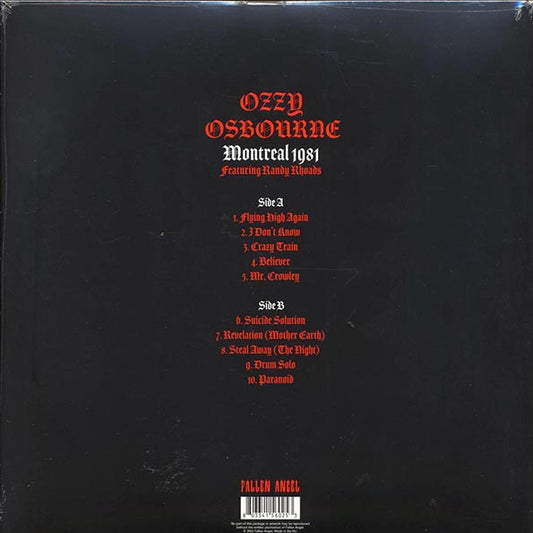 Ozzy Osbourne - Montreal 1981: Theatre Sain-Denin, Montreal, 28th July 1981 (ltd. ed.) (red vinyl)