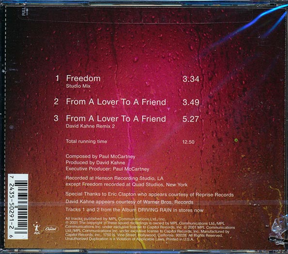 Paul McCartney - Freedom + From A Lover To A Friend (3 Track EP) (marked/ltd stock)