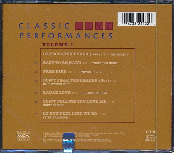 Peter Frampton, Blue Oyster Cult, Three Dog Night, Lynyrd Skynyrd, Etc. - Classic Live Performances Volume 1