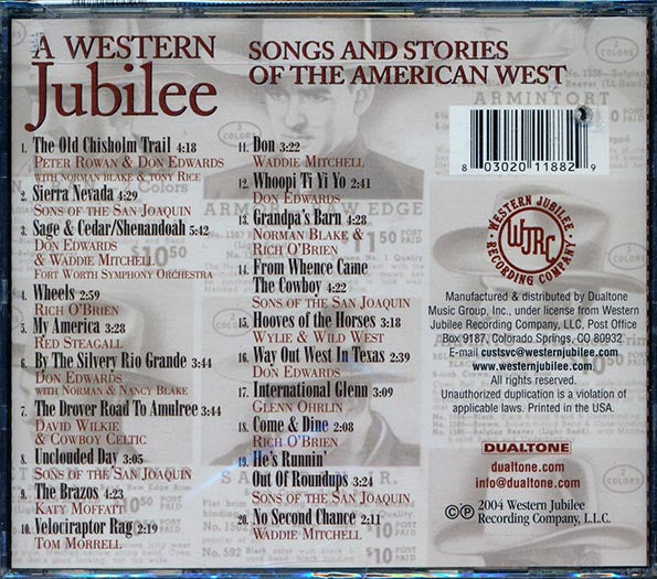 Peter Rowan, Katy Moffat, Don Edwards, Sons Of The San Juaquin, Etc. - A Western Juibilee: Songs And Stories Of The American West (20 tracks)