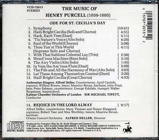 Purcell, Alfred Deller, Sir Michael Tippett - The Music Of Purcell