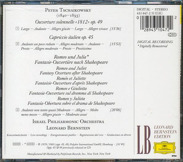 Pyotr Ilyich Tchaikovsky, Leonard Bernstein, Israel Philharmonic Orchestra - Ouverture 1812, Capriccio Italien, Romeo & Julia