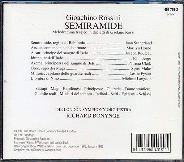 Rossini, Sutherland, Horne, Serge, Rouleau, Malas, London Symphony Orchestra - Semiramide