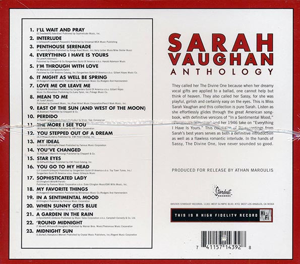 Sarah Vaughan - Anthology CD