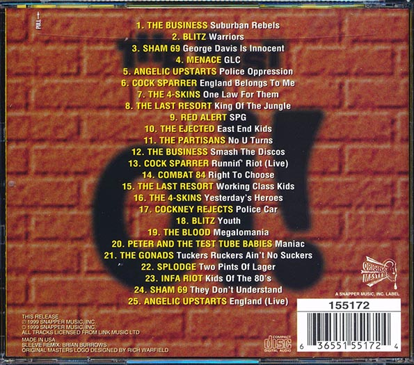 Sham 69, The Business, Blitz, Red Alert, Angelic Upstarts, Etc. - The Best Of Oi!: 25 Brickwall Punk Classics