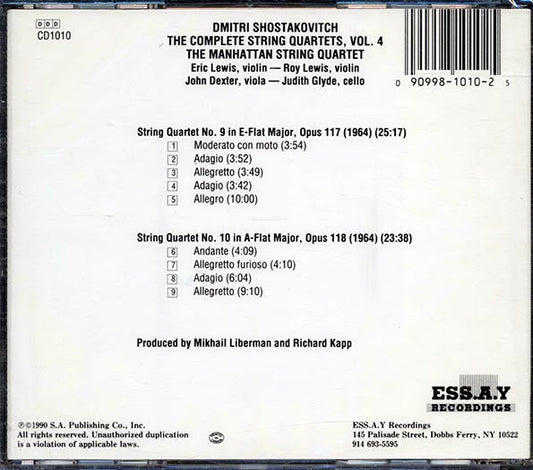 Shostakovitch, Manhattan String Quartet - Complete String Quartets Vol. 4: Nos. 9,10
