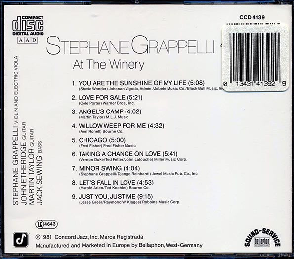 Stephane Grappelli - At The Winery