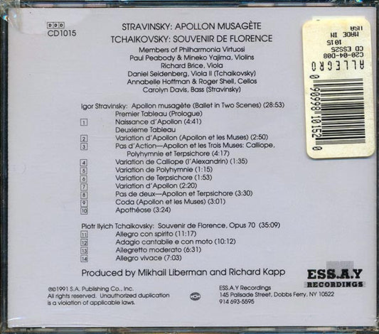 Stravinsky, Apollon Musagete, Tchaikovsky, Souvenir De Florence - Members Of Philharmonia Virtuosi