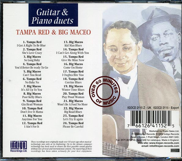 Tampa Red, Big Maceo - Guitar And Piano Duets (24 tracks)