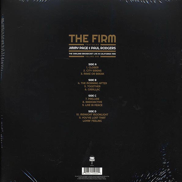 The Firm, Jimmy Page, Paul Rogers - The Oakland Broadcast Volume 1: Live In California 1985 (2xLP)