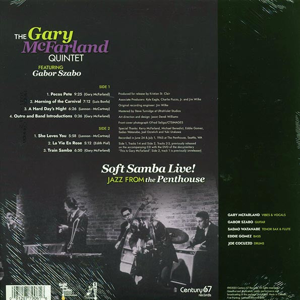The Gary McFarland Quintet, Gabor Szabo - Soft Samba Live! Jazz From The Penthouse (ltd. ed.)