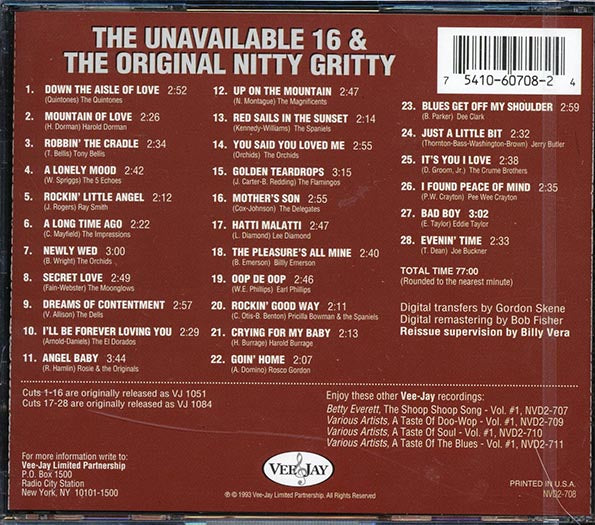 The Quintones, The Orchids, The Moonglows, Etc. - The Unavailable 16 Hits & The Original Nitty Gritty (2 albums on 1 CD) (28 tracks)
